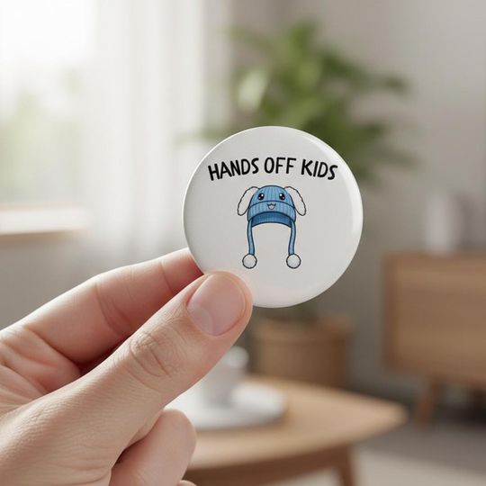 Discover Hands Off Kids Pin Button, Liam Pin Button, Hands Off Protest Pin, Political Activism, Human Rights Pin, Bunny Hat Activism Pin