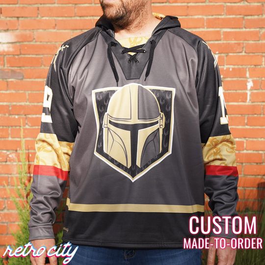 Discover Mandalorian Bounty Hunters Hockey Hoodie Din Djarin Lace-up Sweater