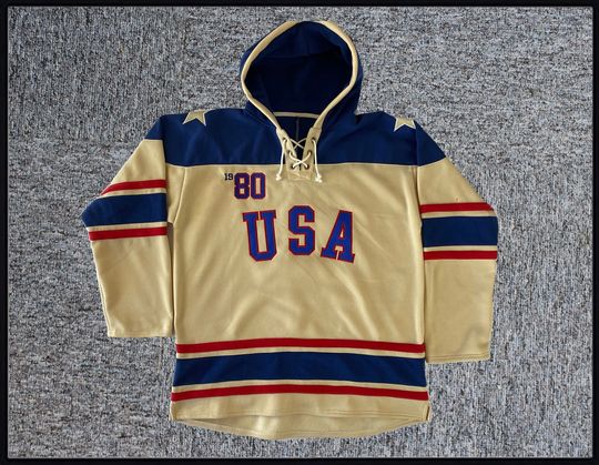 Discover Retro 1980 Miracle Ice USA Hockey Hoodie Sweater Custom Names