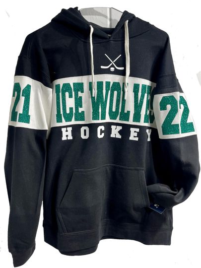 Discover Custom Hockey Glitter Colorblock Fleece Hoodie