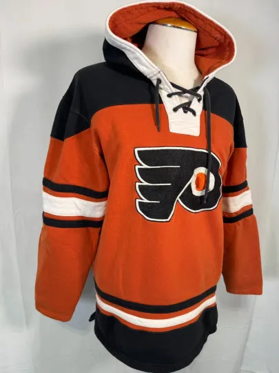 Discover Vintage Philadelphia Flyers Hoodie Jersey Orange Old Time Style