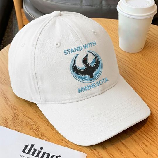 Stand With Minnesota Loon Embroidered Hat, Abolish ICE Hat, Get out of Minneapolis Baseball Cap, Anti ICE Hat, ICE Out Hat, Anti Trump Hat