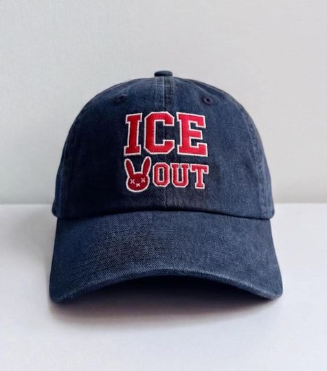 Discover Bunny ICE Out Embroidered Hat, Abolish ICE Activist Cap, Anti ICE Protest Hat, No Human Is Illegal Political Embroidered Cap