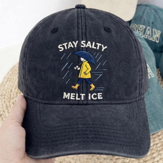 Stay Salty Keep ICE Out Embroidered Cap, Subtle Anti ICE Protest Hat, Pro Immigration Statement Hat, Social Justice Activist Cap