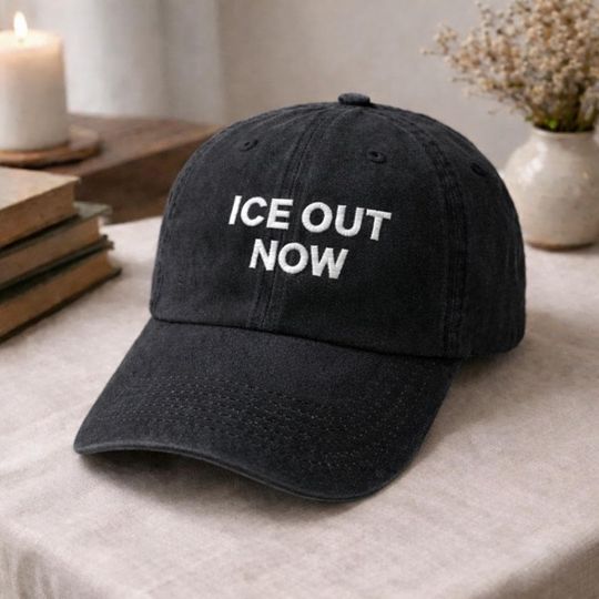 Discover Embroidered Ice Out Now Hat, Abolish ICE Washed Hat, Liberal Protest Ice Cap, Get out of Minneapolis Baseball Cap