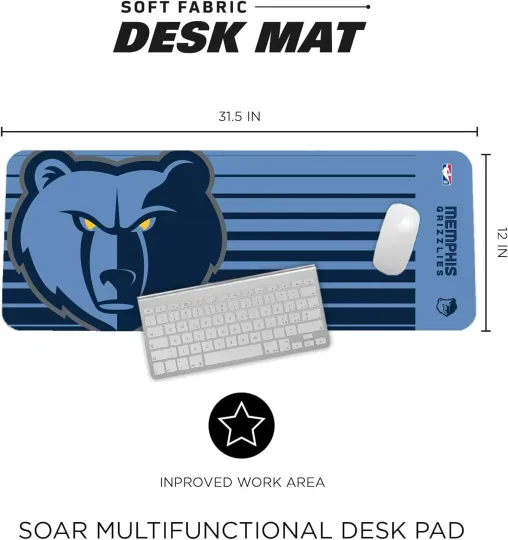 Discover Memphis Grizzlies Desk Mat 31.5"x12" Large NBA Mouse Pad Non-Slip Water Resistan