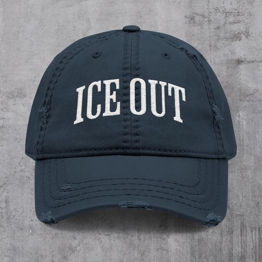 ICE OUT Distressed Embroidered Hat Anti-Trump, Anti-ICE, Pro-Immigrant Cap