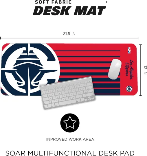 Discover Los Angeles Clippers Desk Mat 31.5"x12" Large Mouse Pad Non-Slip Water Resistant
