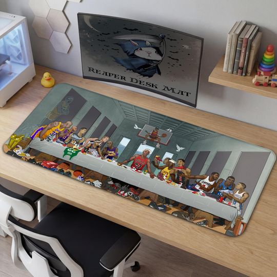 Discover Basketball Legends Desk Mat | NBA Last Supper XL Mouse Pad | Jordan LeBron Kobe Art | Gamer Gift