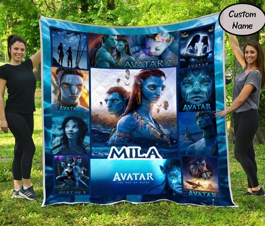 Discover Personalized Avatar Movie Quilt Blanket, The Way of Water Blanket, Jake Sully And Neytiri Blanket, Avatar 2 Blanket, Gift For Fan Avatar