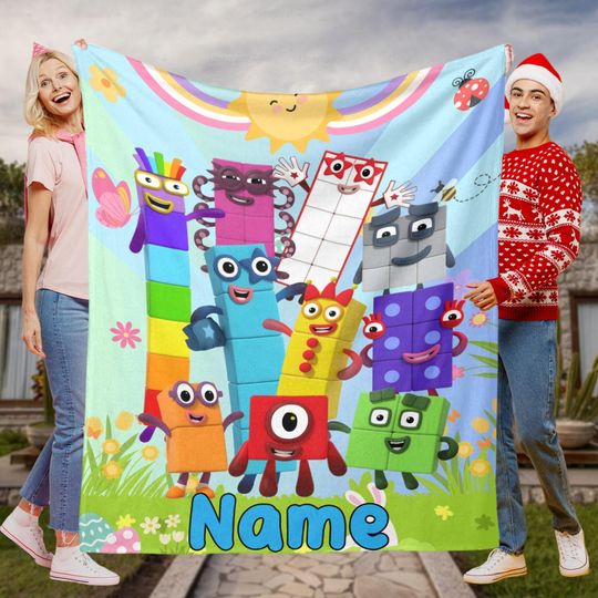 Discover Custom Numberblock Kids Blanket Gift, Personalize Name Number Blocks Blankets Birthday Xmas Gift
