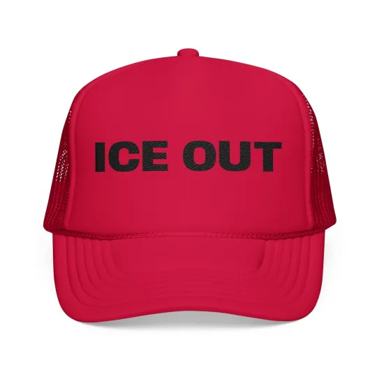 ICE OUT Trucker Hat Embroidered Foam Mesh Cap Abolish ICE Protest Hat, Protest