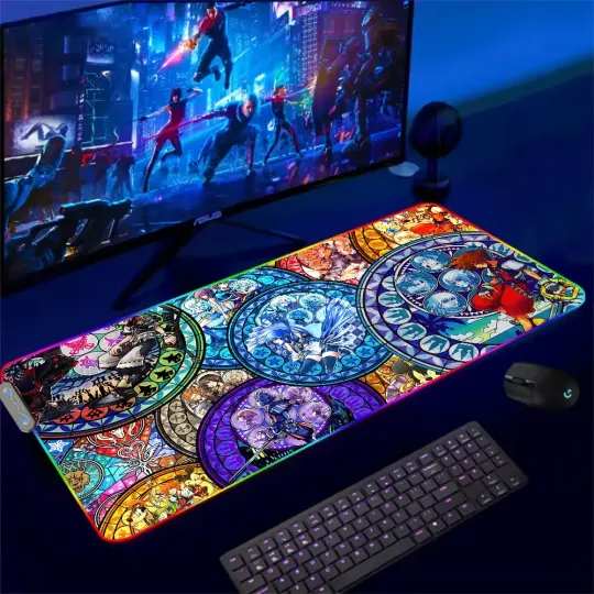 Discover K-Kingdom Hearts For Rgb Mouse Pad Xxl Steelseries Laptop Mat Gaming Mousepad Backlit Keyboard