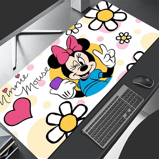 Discover Kawaii Mouse Pad Anime Cute Girl Gabinete Gamer Computer Desk Mat Keyboard Pad PC Gaming Accessories Mickey and Minnie Mousepad