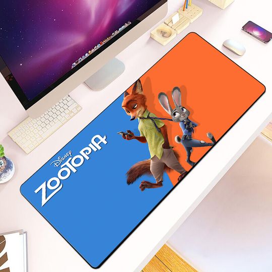 Discover Children's Disney Zootopia Pu Leather Mousepad HD Printing Computer Gamers Locking Edge Non-slip Mouse Pad Keyboard PC Desk Pad
