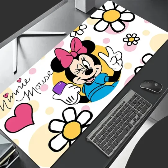 Discover Cute Leather Mouse Pad Gaming Anime Keyboard Pads Mousepad Disney Minnie Mouse Pink Pad Laptop Extended Desk Mat for Girls Gamer