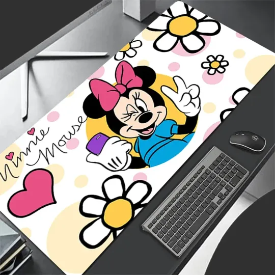 Discover Girls Cartoon PU Leather Mouse Pad Gaming Anime Keyboard Pads Mousepad Disney Minnie Mouse Pink Pads Laptop  gaming accessories