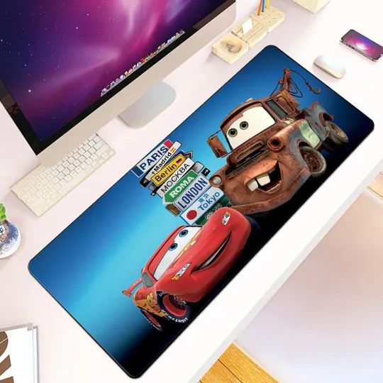 Discover PU Leather Mousepad Printing Disney Cars Lightning McQueen Computer Gamers Children's Writing Non-slip Tablecloth Keyboard  Pad