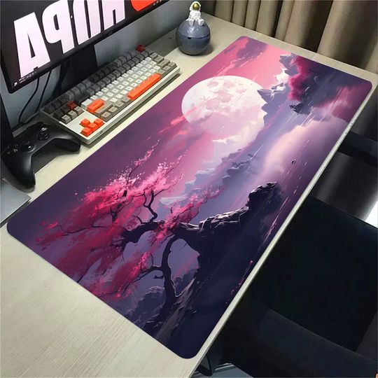 Discover Pink Sakura Anime Mousepad Landscape Gaming Mouse Pad Xxl Mouse Mat Big Carpets Pc Computer Accessories Stitch Stuff Deskmat Rug