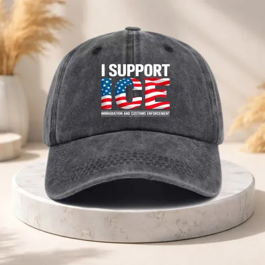 Discover Support ICE Immigration Officers American Flag Stand with ICE Baseball Cap