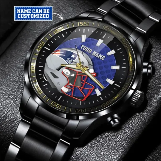 Discover Patriots football Personalized Black Hand Watch Gift For Fans