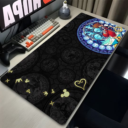 Discover Mouse Pad Anime Black Extended Desk Mat PC K-kingdom H-hearts Keyboard Pad Laptop Gaming Accessories Table Play Mat XXL Mousepad
