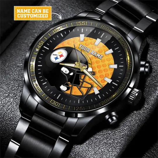 Discover Steeler football Personalized Black Hand Watch Gift For Fans