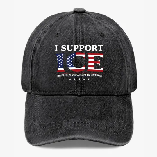 Discover I Support ICE Hat Patriotic Immigration Enforcement USA Flag Cap 7 Colors