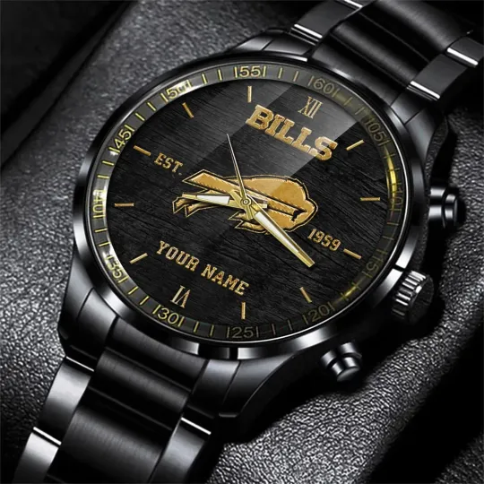 Discover Bills football Personalized Black Hand Watch Gift For Fans