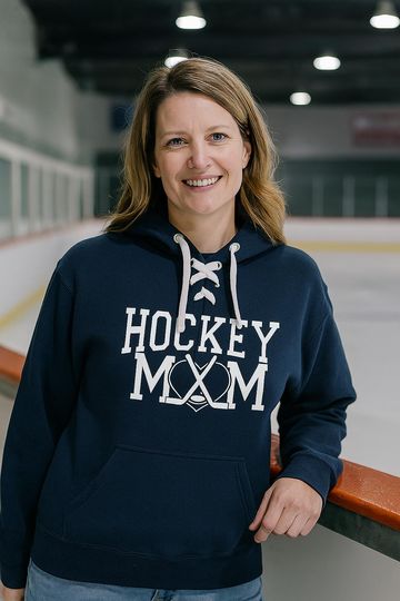 Hockey Mom Unisex Hoodie Jersey by J. America, Thick & Warm Sport Lace Hooded Sweatshirt