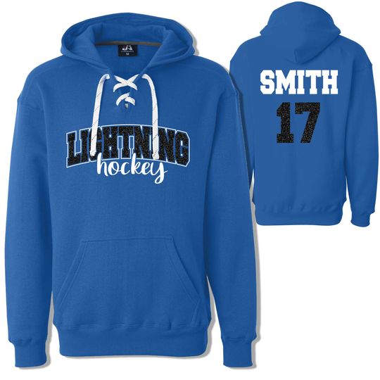 Custom Glitter Hockey Team Hoodie Unisex Lace Hooded Sweatshirt