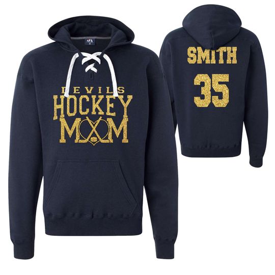 Hockey Team Mom Personalized Glitter Lace Hooded Sweatshirt