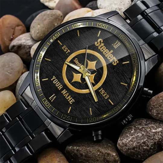 Discover Steeler football Personalized Black Hand Watch Gift For Fans