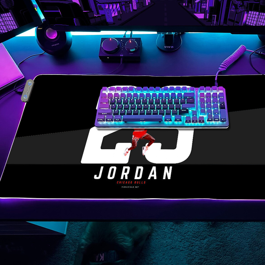 Discover Gaming MousePad LED Table Pads Backlit Rubber Desktop XXL RGB Desk Mats 23 Basketball Micro Star Jordan USB