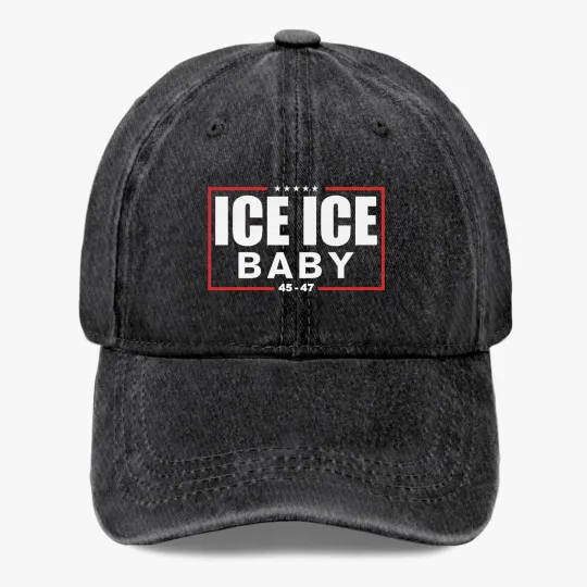 Discover ICE ICE Baby Dad Hat Vintage Washed Cap Funny Graphic Adjustable Hat Gift