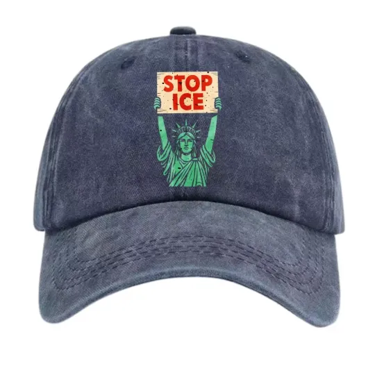 Discover Stop ICE Graphic Baseball Cap Statue of Liberty Protest Style Dad Hat Unisex