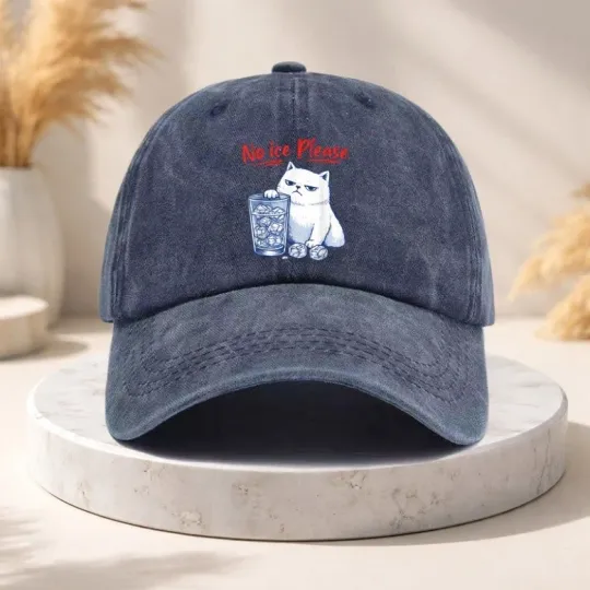 Discover No Ice Grumpy Cat Meme Funny Vintage Washed Adjustable Dad Hat