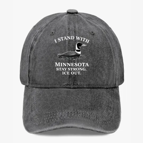 I Stand With Minnesota Ice Out Hat Loon Bird Adjustable Lake Life Cap