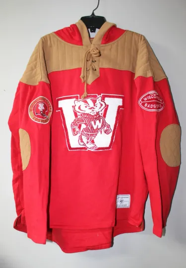 Discover New Wisconsins Badge old time jersey style mid weight cotton hoodie