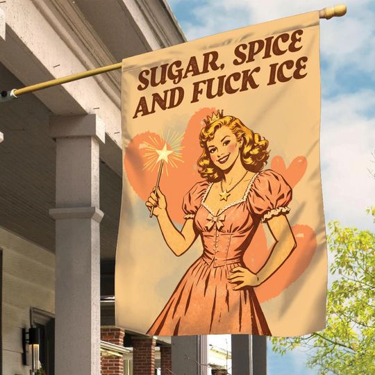 Discover Sugar Spice And F*Ck Ice Flag, Vintage Protest Flag,  Anti Ice T-Shirt, Anti Trump Flag, Pro Immigration Shirt, Abolish Ice Yard Flag, Decor