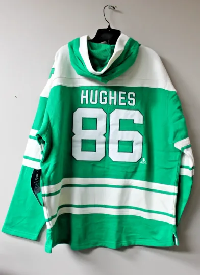 New Jersey #86 Hughes Lacer shamrock mid weight cotton hoodie