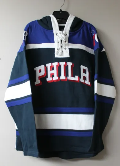 Discover New NBA Philadelphia 76ers Lacer jersey style mid weight cotton hoodie men's XXL