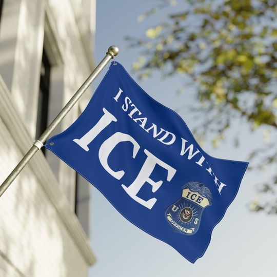 I Stand With ICE House Flag Law Enforcement Porch Decor Double-sided Political Support