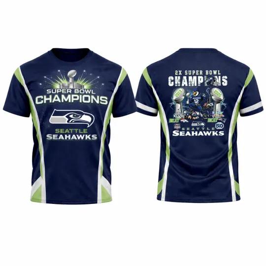 Discover Seatle Seahawks Supe.r Bowl Champions 2026 - 3D Shirt