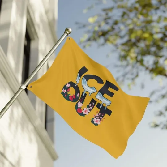 Floral ICE Out Keep The Immigrants No Human Is Illegal Abolish ICE Flag