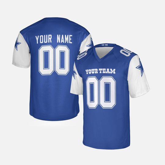 Discover Personalized Blue Cowboys Jersey: Add Name & Number, Adult Sizes