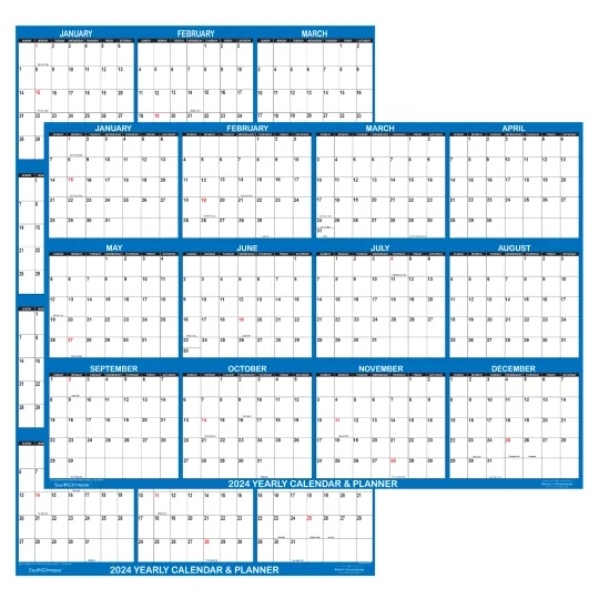 Discover 24x36 SwiftGlimpse 2024 Large Wall Calendar, Paper Folded, Yearly Planner - NAVY