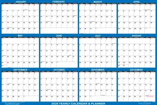 Discover 48x72 SwiftGlimpse 2026 Dry Erase Wall Calendar Planner, Huge Wall Planner, NAVY