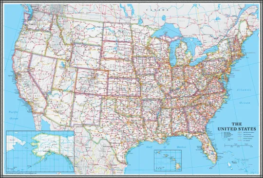 Discover United States US-USA Wall Map Poster Classic Blue Edition by Swiftmaps