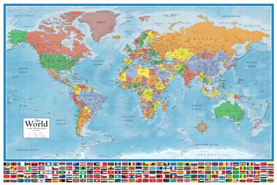 Discover 36x48 Swiftmaps World Premier Wall Map w/ Flags - Large Mural Poster - NEW!